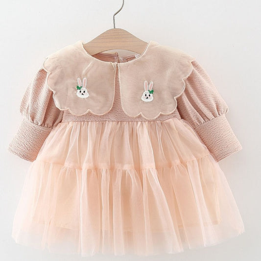 Vestido Infantil con Cuello de Conejito