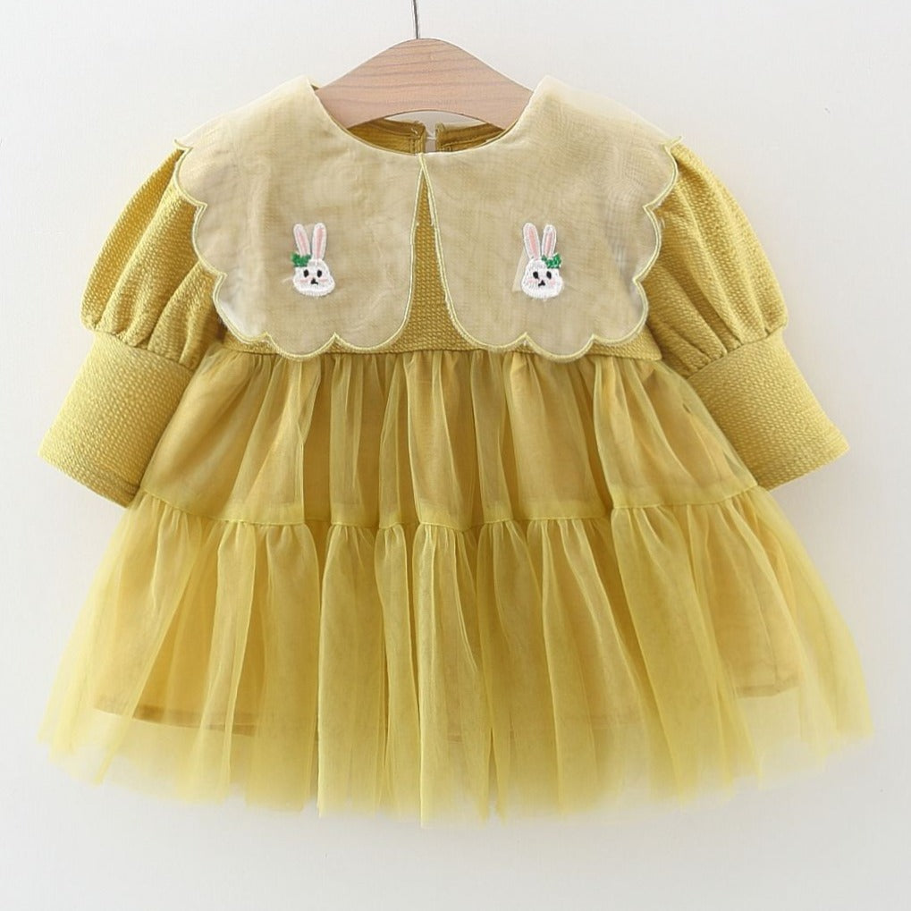 Vestido Infantil con Cuello de Conejito