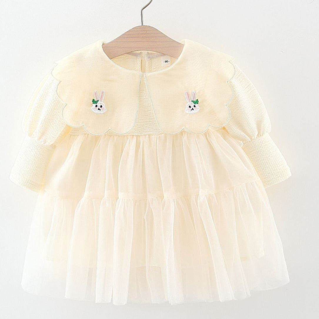 Vestido Infantil con Cuello de Conejito