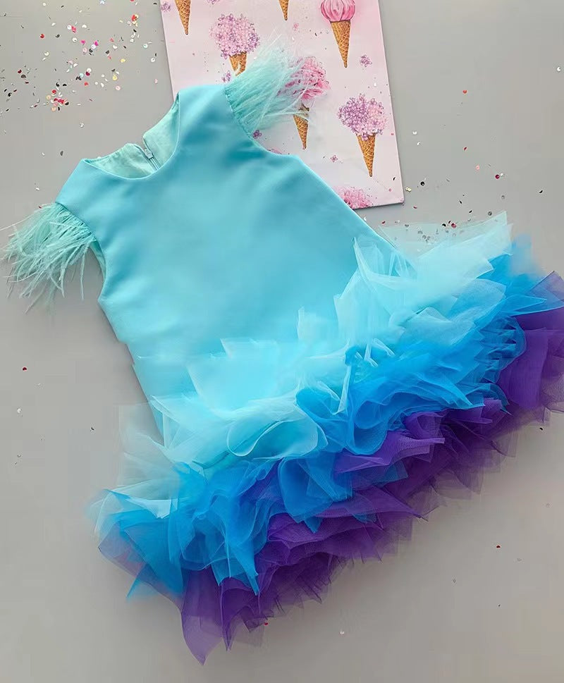 Vestido de fiesta de tul con volantes