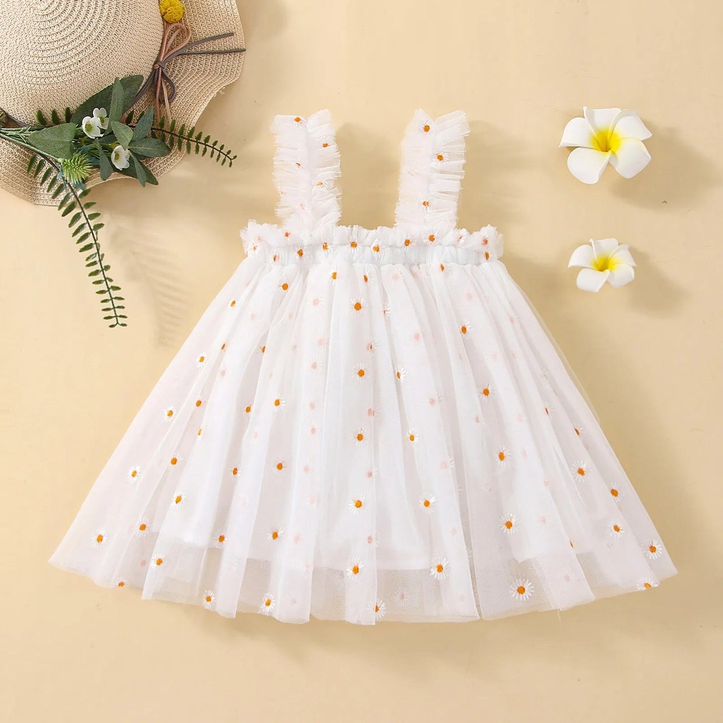 Vestido Infantil Tul Margaritas