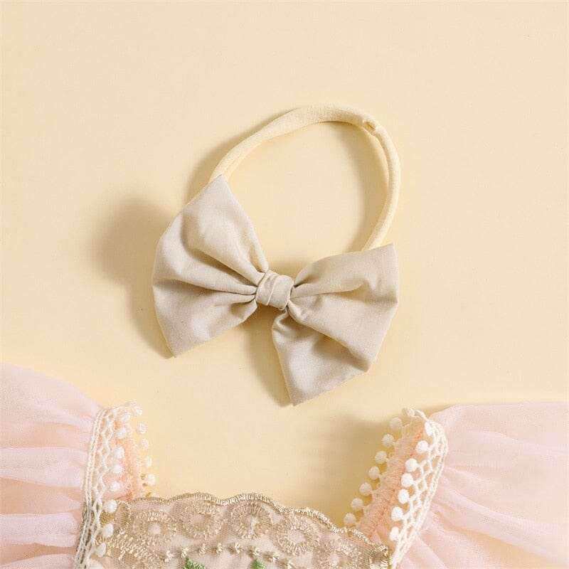 Body Infantil Mujer Flores Bordadas + Lazo