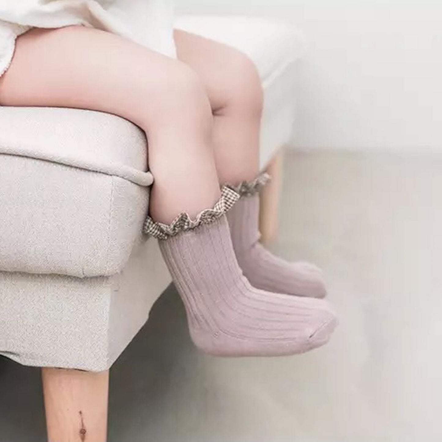 Meia Alta Babado Xadrez MEIA Loja Click Certo