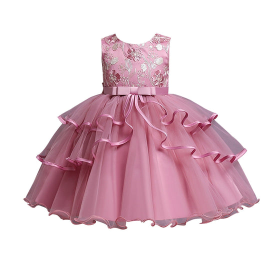 Vestido de Fiesta Infantil Flores y Volantes