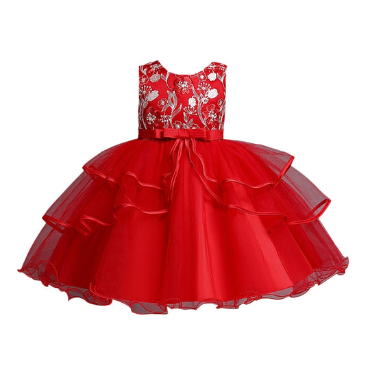 Vestido de Fiesta Infantil Flores y Volantes