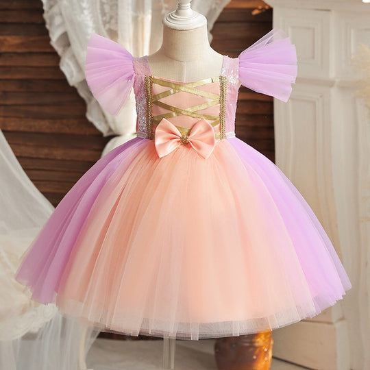 Vestido de Fiesta Infantil Lila y Rosa