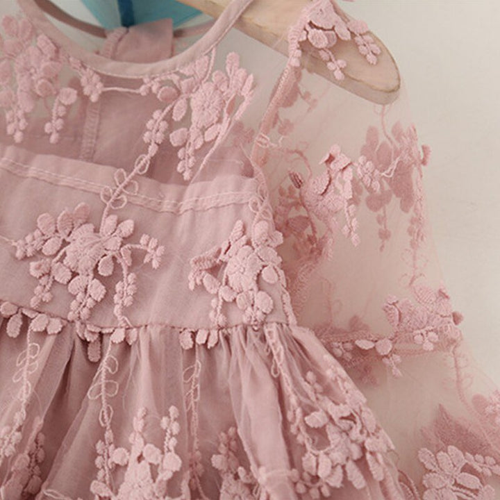 Vestido Fiesta Infantil Manga Transparente