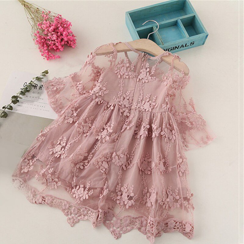 Vestido Fiesta Infantil Manga Transparente