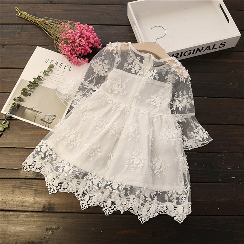 Vestido Fiesta Infantil Manga Transparente