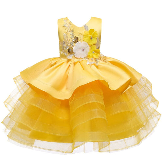 Vestido de Fiesta Infantil Primavera y Volantes