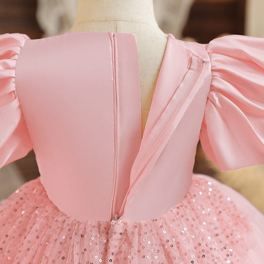 Vestido de Fiesta Infantil Rosa Brillo y Tul