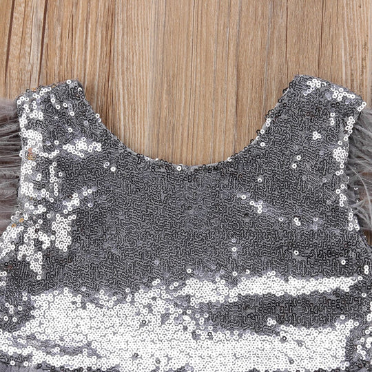 Vestido Infantil de Festa Prata