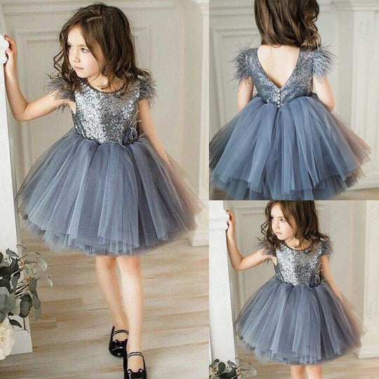 Vestido Infantil de Festa Prata