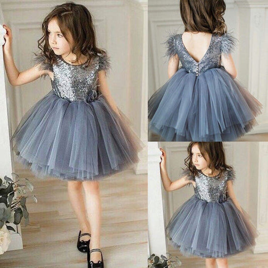 Vestido Infantil de Festa Prata