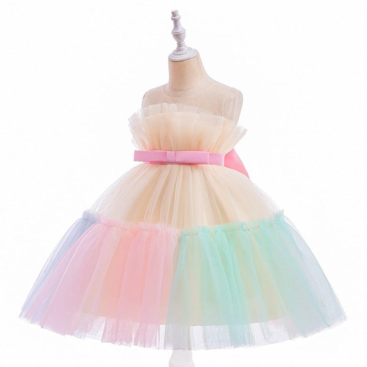 Vestido Infantil Arco Iris Laçinho