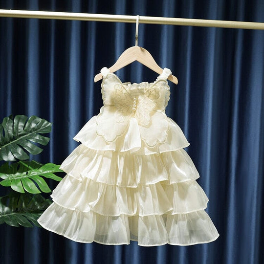 Vestido de Niña con Volantes de Mariposa
