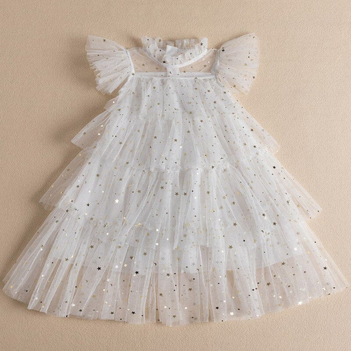 Vestido Infantil Volantes Tul Estrellas