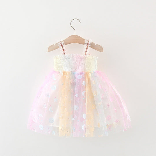 Vestido Infantil de Mariposa Arcoíris