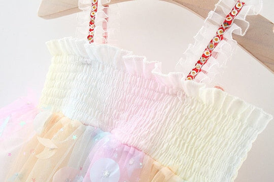 Vestido Infantil de Mariposa Arcoíris