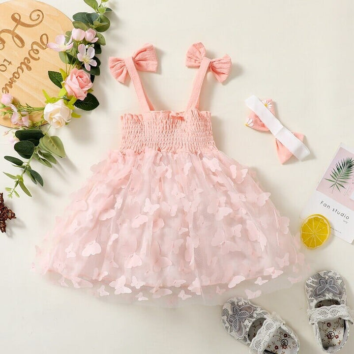 Vestido Infantil Mariposas + Fajín