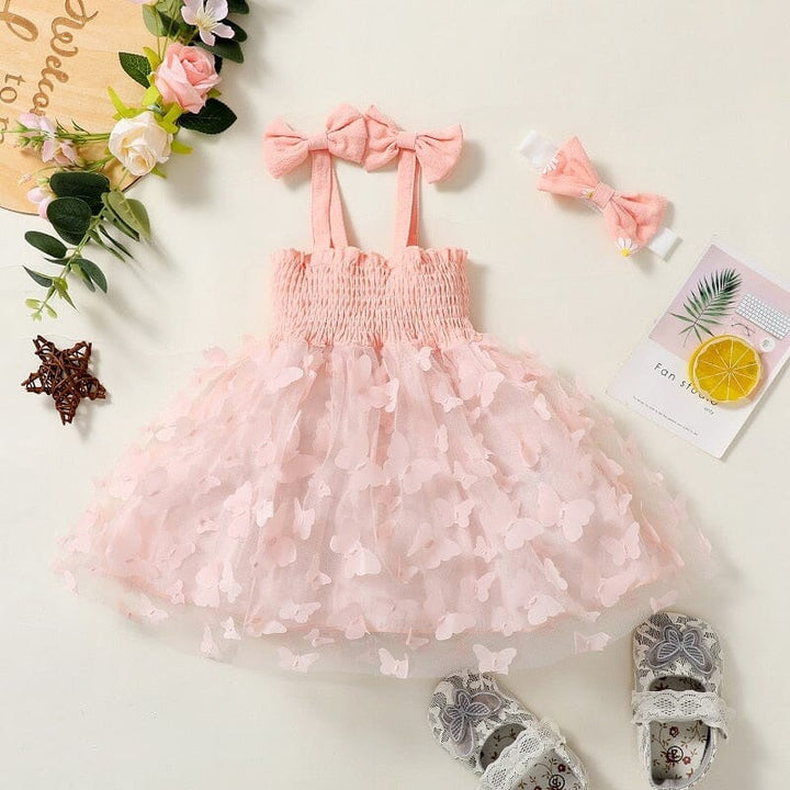Vestido Infantil Mariposas + Fajín