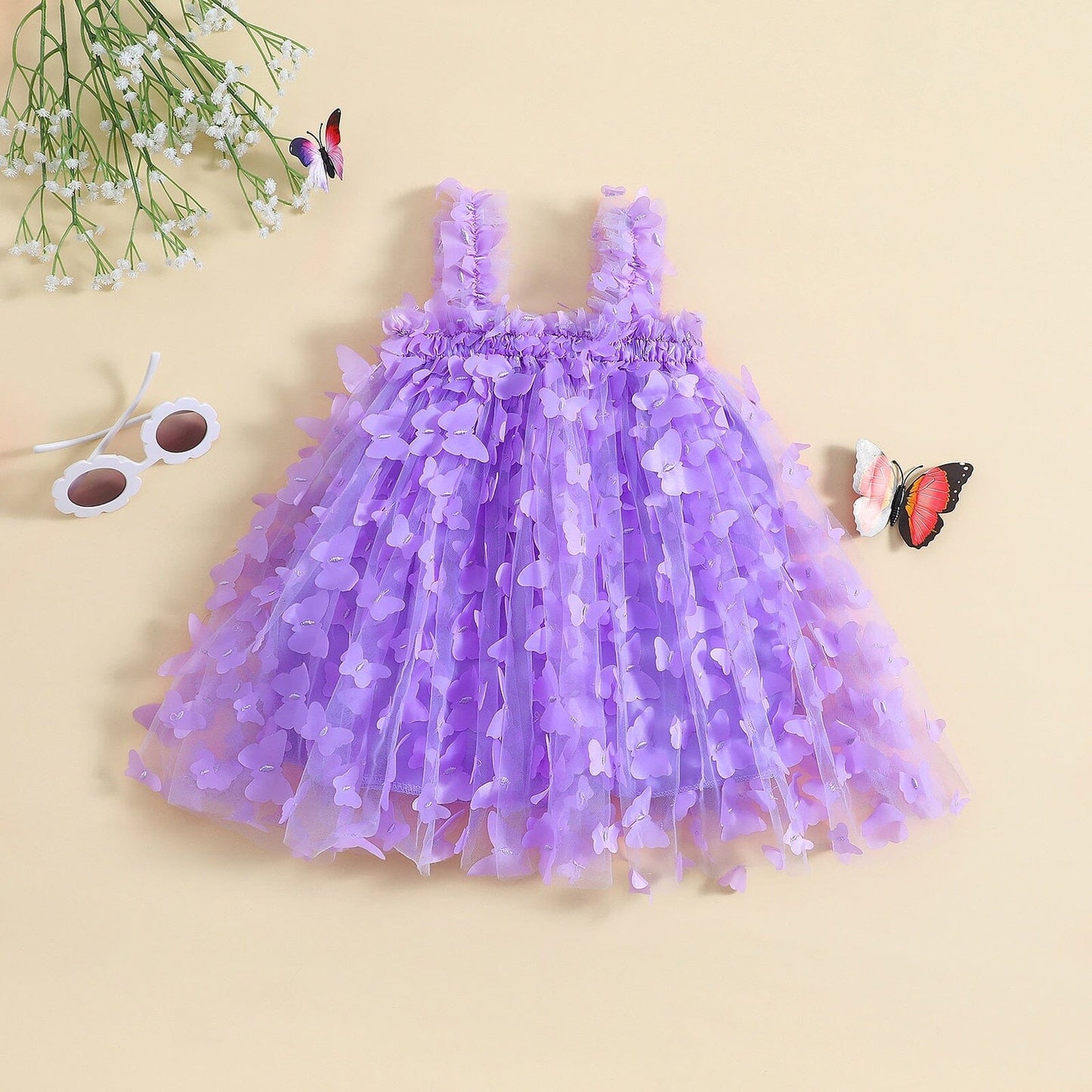 Vestido Infantil Tul Mariposas