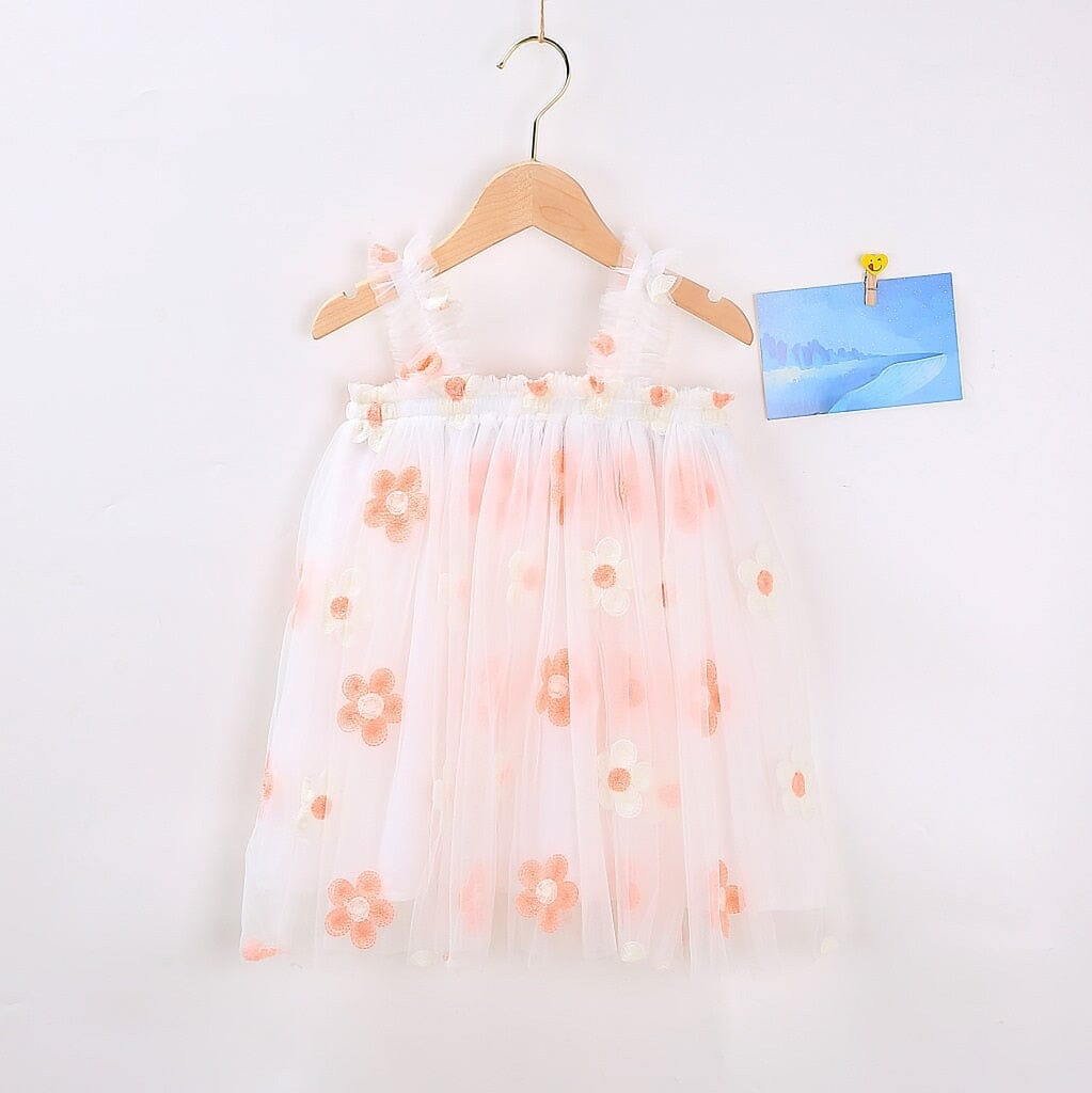 Vestido Infantil Bordado y Tul