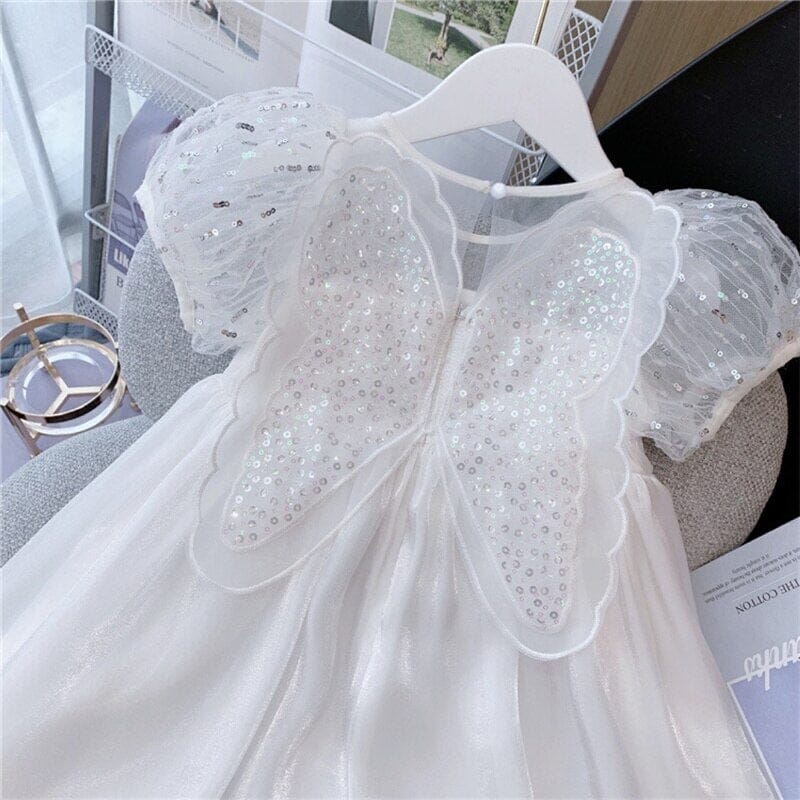 Vestido infantil Blanco con alas de Mariposa