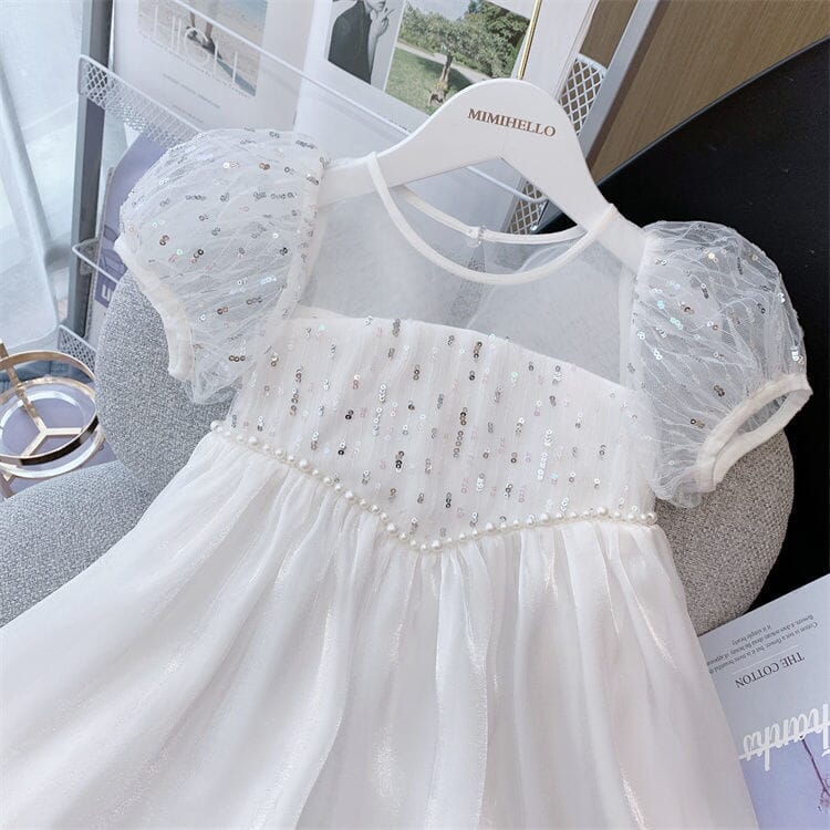 Vestido infantil Blanco con alas de Mariposa