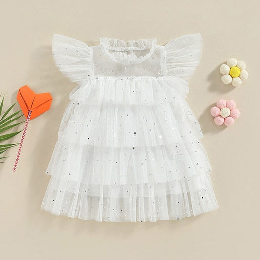 Vestido Infantil Estrellas Blancas