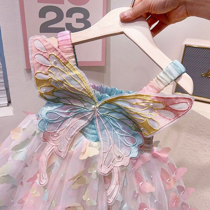 Vestido Infantil Colorido Con alas de Mariposa