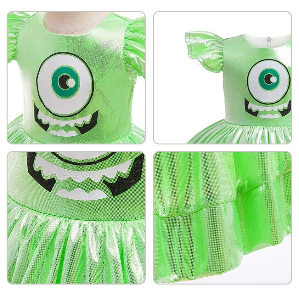 Vestido de fiesta infantil con ojos de monstruo