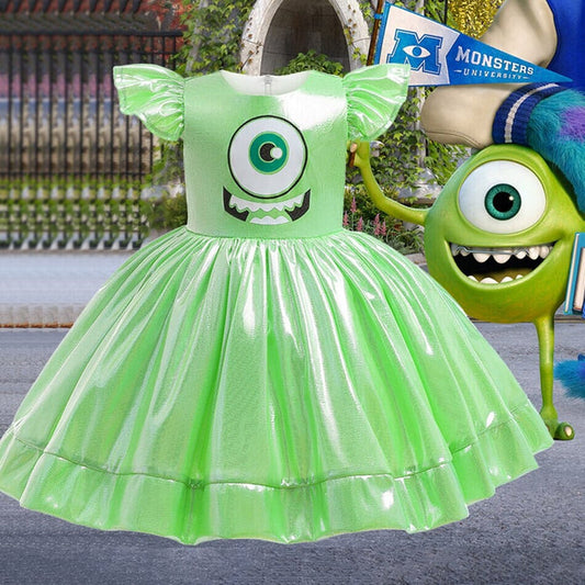 Vestido de fiesta infantil con ojos de monstruo