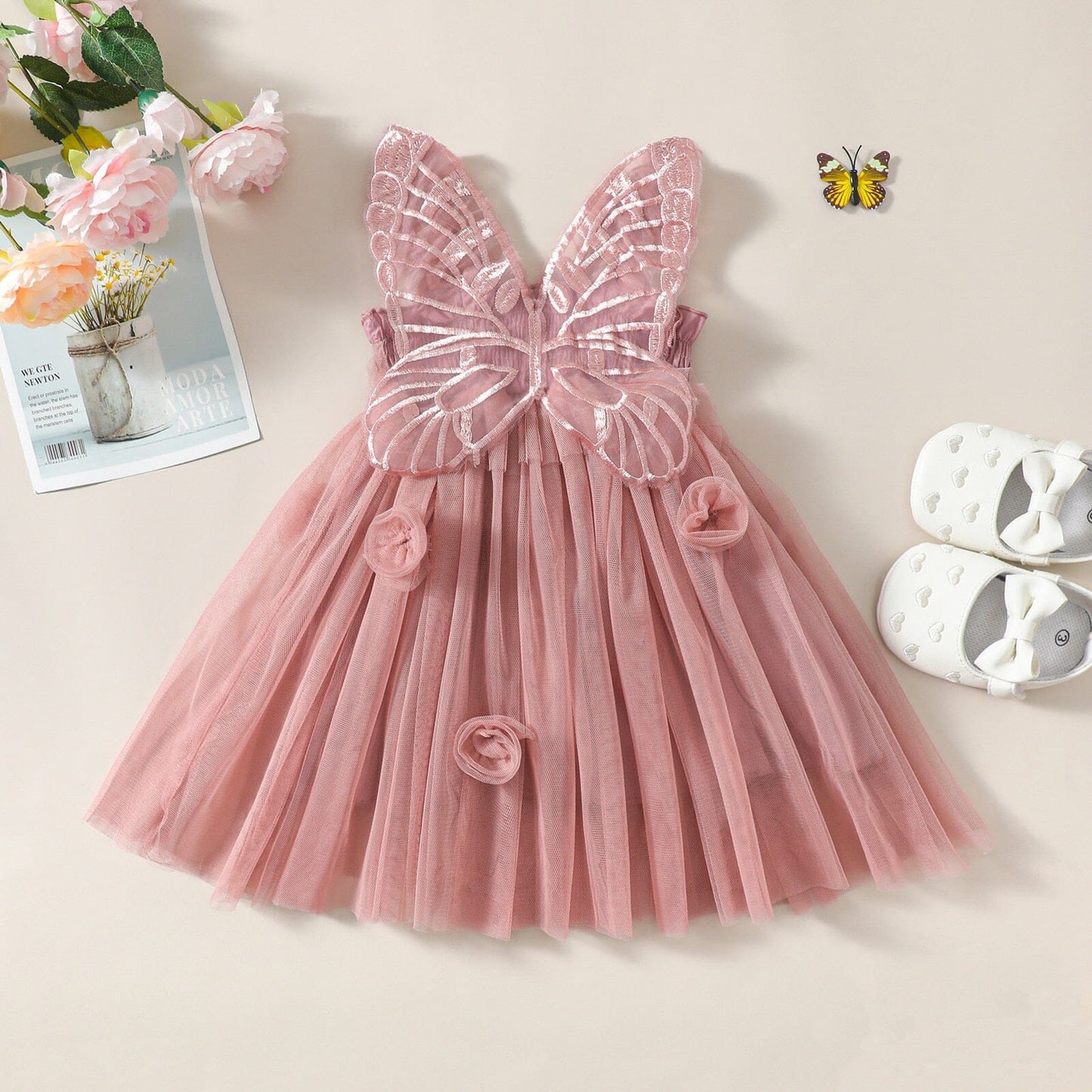 Vestido Fiesta Infantil Tul Ala Mariposa