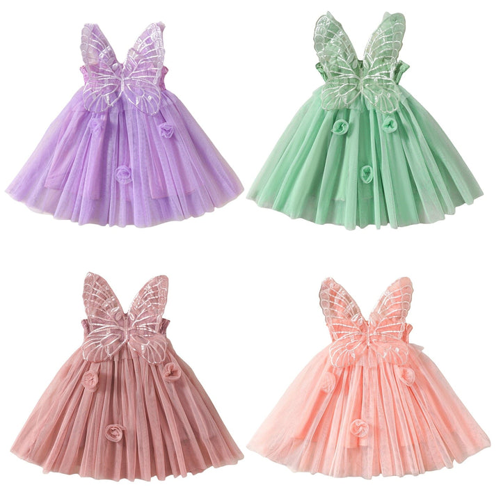 Vestido Fiesta Infantil Tul Ala Mariposa