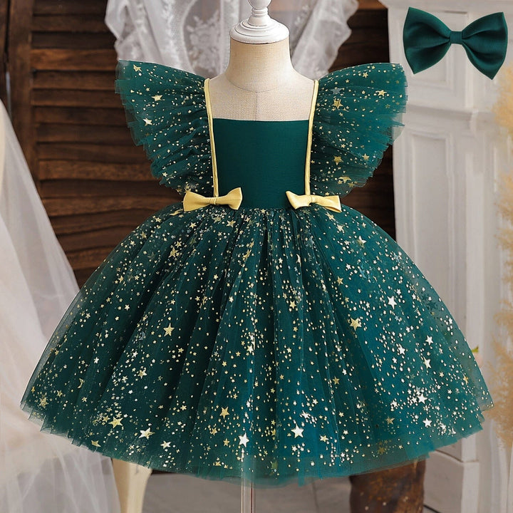 Vestido Infantil Estrellas y Lazos + Fajín
