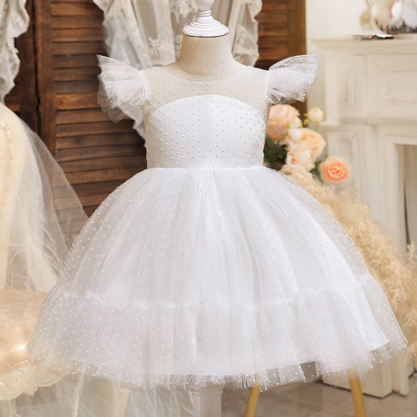 Vestido Infantil Femenino Tul Manguinha