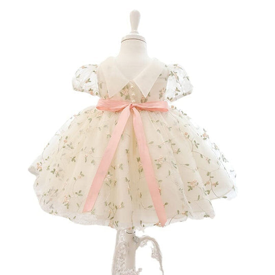 Vestido Infantil Flores y Perlas