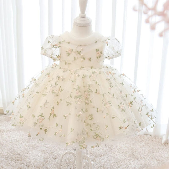 Vestido Infantil Flores y Perlas