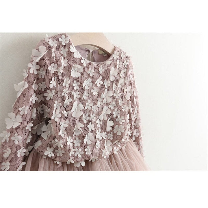 Vestido Infantil Flores y Falda de Tul