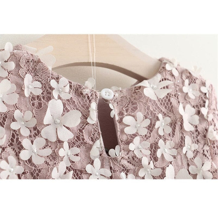 Vestido Infantil Flores y Falda de Tul