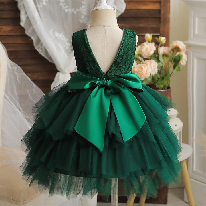 Vestido Infantil Lazo Falda Volantes