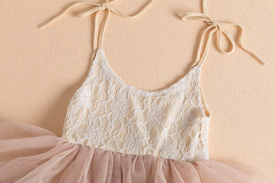 Vestido Infantil Tul Volantes Encaje