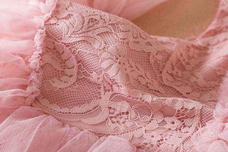 Vestido Infantil Capas Encaje y Tul