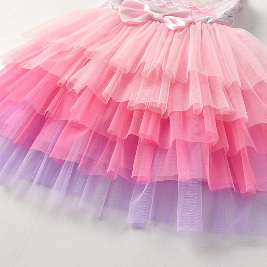 Vestido Infantil de Sirena con Volantes
