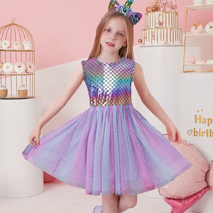 Vestido Infantil Sirena Glitter