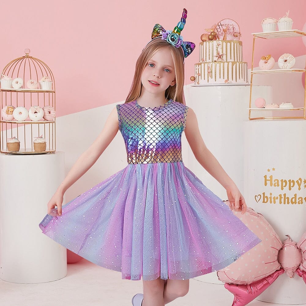 Vestido Infantil Sirena Glitter