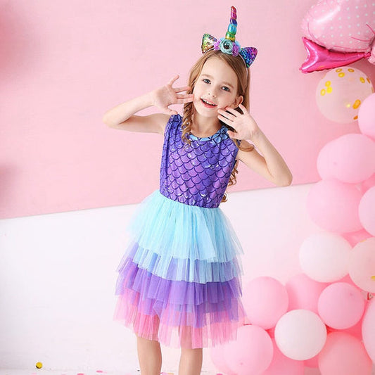 Vestido Infantil Sirena Capas