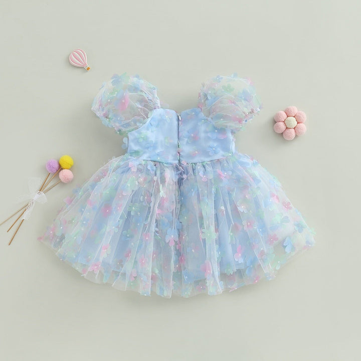 Vestido Infantil Tul Flores y Mariposas