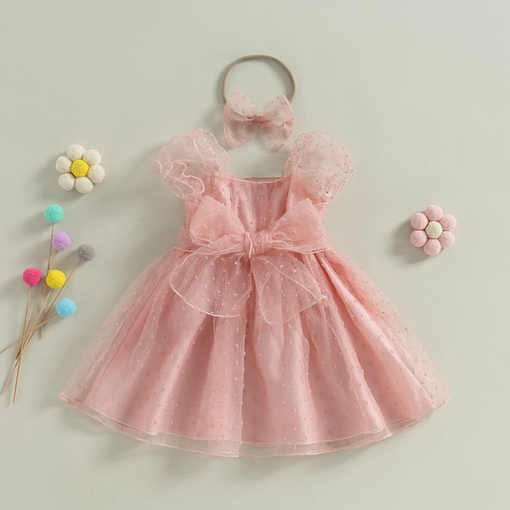 Vestido Infantil Tul Lazo + Fajín